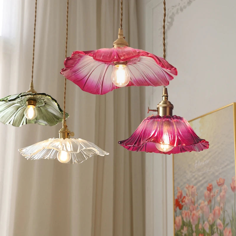 Vintage Pingente Luzes Flor Vidro Pendurado Lâmpadas Decoração Para Casa Iluminação Sala De Estar Quarto Cabeceira Luminária Loja Interior lustre pendente de teto lustres de teto para sala luminária para quarto abajur