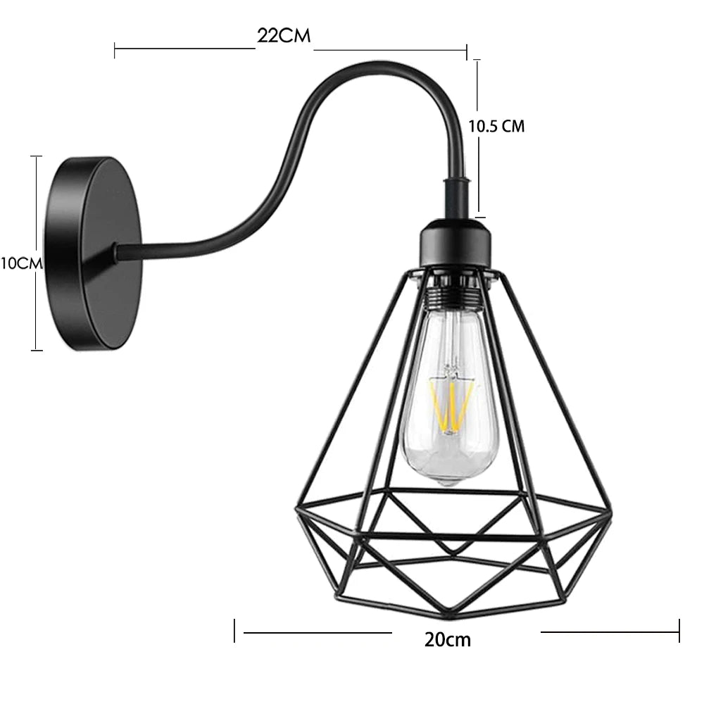 Nordic Vintage Wall Light, Decoração Industrial, Iluminação para Loft, Cabeceira, Varanda, Corredor, Varanda, Bar, Café, Cozinha, Retro, E27