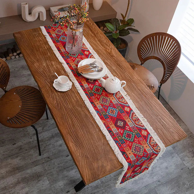 Vintage algodão e linho borla tabela corredor, tecido jacquard, café mesa decoração, festa de Natal, casamento, cozinha, casa