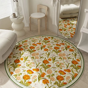 Tapete Floral Redondo Antiderrapante