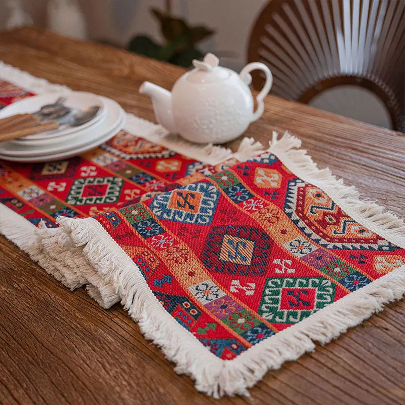 Vintage algodão e linho borla tabela corredor, tecido jacquard, café mesa decoração, festa de Natal, casamento, cozinha, casa
