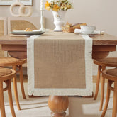 Corredor de mesa de juta natural com borlas rústico fazenda boho corredor de mesa para casa decoração de mesa de jantar boêmio decoração de casamento