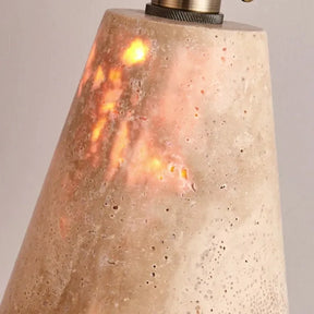 Wabi-sabi Pequeno Lustre Amarelo Travertline, Lustre Pequeno de Estilo Japonês para Recepção Bar Restaurante e Cabeceira, Lâmpadas de Cobre